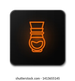Orange neon sign on dark background  Brew coffee in chemex