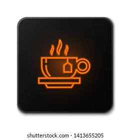 Orange neon sign on dark background  Cup of Tea Vector Icon for mobile app, website or desktop app
