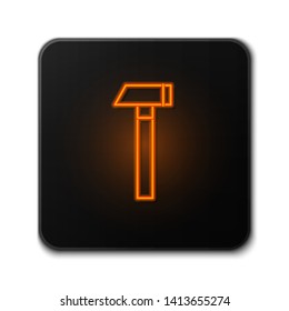 Orange neon sign on dark background  Hammer Icon for your web site design, app, logo.