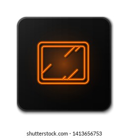 Orange neon sign on dark background  Mirror vector icon. Make up symbol