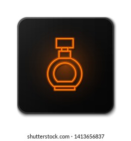 Orange neon sign on dark background  Perfume vector icon. Cosmetic concept