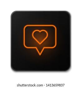 Orange neon sign on dark background  Like heart icon. Social media icon
