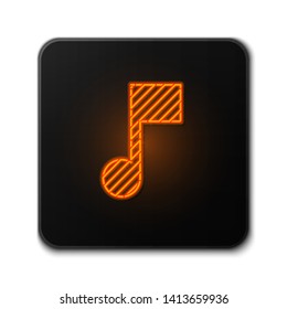 Orange neon sign on dark background  Music icon vector. Melody, song, note, sound, audio sign