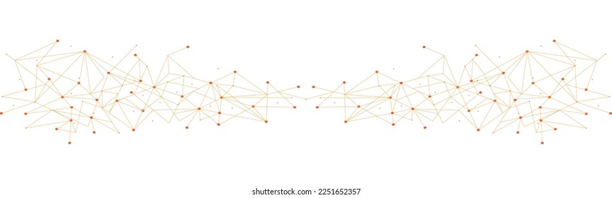 Orange network. Abstract connection on white background. Network technology background with dots and lines for desktop. Ai background. Modern abstract concept. Line background, network technology