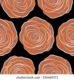 Orange and neutral floral seamless pattern.