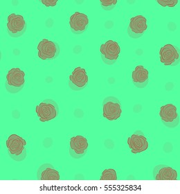 Orange, neutral and green floral seamless pattern.