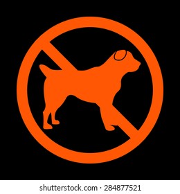 Orange No dog sign, vector illustration on a black background