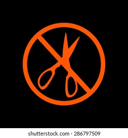 Orange no Scissors icon isolated  on a black background