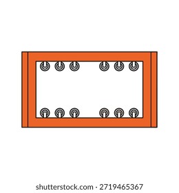 Tablero de anuncios naranja con espacio en blanco y pines de empuje para copiar
