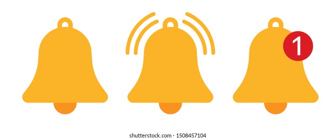 Iconos vectoriales de la campana de notificación naranja