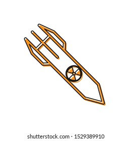 Orange Nuclear rocket icon isolated on white background. Rocket bomb flies down.  Vector Illustration