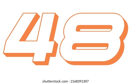 Ilustración Del Naranja Número Cuarenta Y Ocho Vectores. Número 3D 48 Aislado Sobre Un Fondo Blanco
