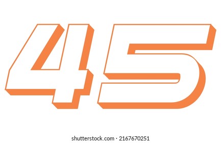 Ilustración Del Naranja Número Cuarenta Y Cinco Vectores. Número 3D 45 Aislado Sobre Un Fondo Blanco

