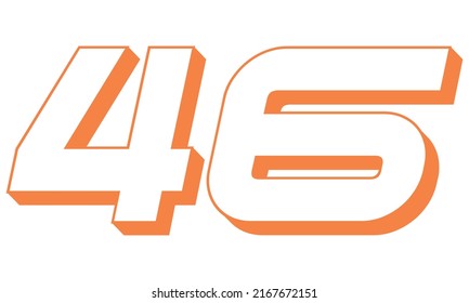 Ilustración Del Naranja Número Cuarenta Y Seis Vectores. Número 3D 46 Aislado Sobre Un Fondo Blanco
