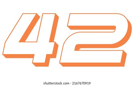 Ilustración Del Número Naranja Cuarenta Y Dos Vectores. Número 3D 42 Aislado Sobre Un Fondo Blanco
