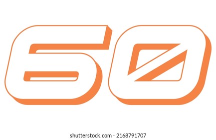 Orange Number Sixty Vector Illustration. 3D Number 60 Isolated On A White background
