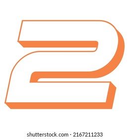 Orange Number Two Vector Illustration. 3D Number 2 Isolated On A White background
