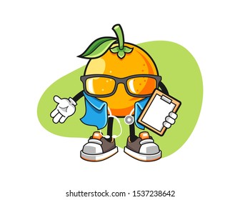 Orange nurse cartoon. Mascot Character vector.