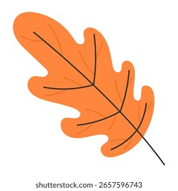 Ilustração de outono plana de folha de carvalho laranja isolada no branco