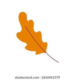 Orange oak leaf with smooth curves and thin stem in wind. Hand drawn vector illustration for autumn designs. - Powered by Shutterstock - Get 15% off with code: PIKWIZARD15