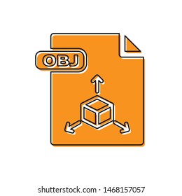 Orange OBJ file document. Download obj button icon isolated on white background. OBJ file symbol.  Vector Illustration