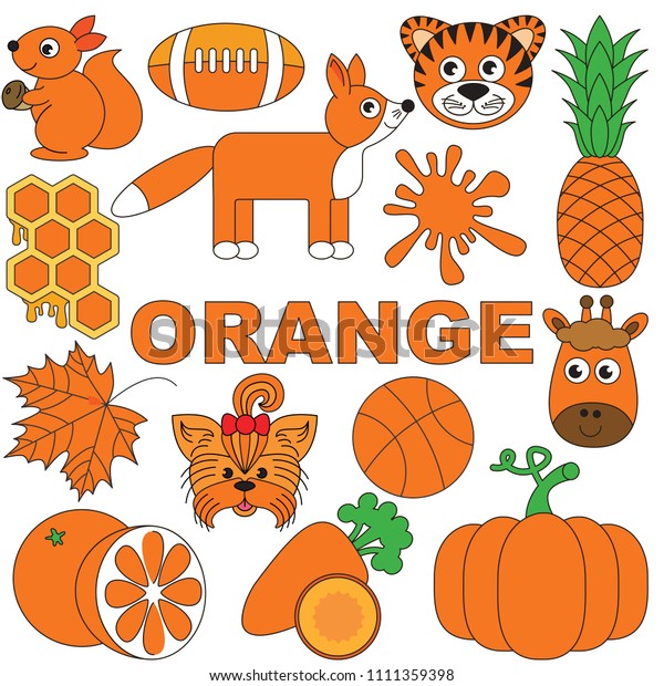 Orange Objects Color Elements Set Collection Stock Vector (Royalty Free ...