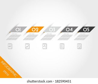 orange oblique modern paper stickers. infographic concept.