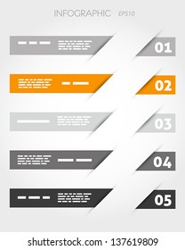 orange oblique stickers with five options. infographic concept.