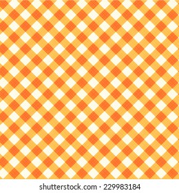 Orange and ocher gingham cloth background with fabric texture, suitable for autumn, Thanksgiving or Halloween designs, plus seamless pattern included in swatch palette, pattern fill expanded 