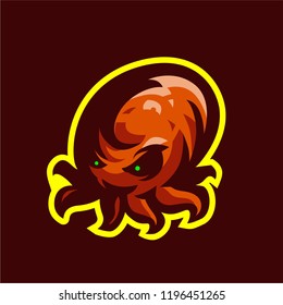 Orange octopus esport logo template