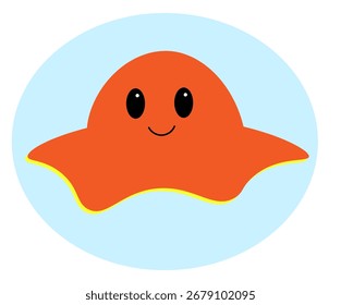 un pulpo naranja sobre un fondo azul,