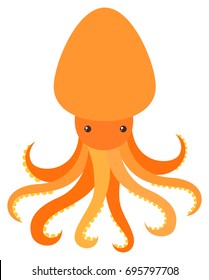 Orange octopus on white background illustration