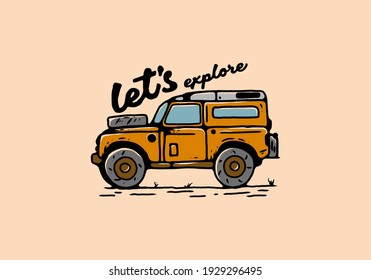 Orange off road car illustration drawing design