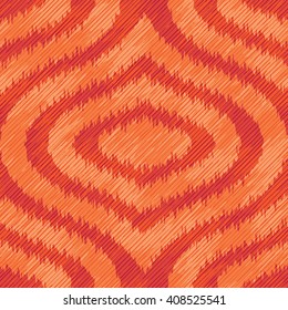 Orange ogee ikat pattern seamless vector background tile
