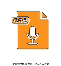 Orange OGG file document. Download ogg button icon isolated on white background. OGG file symbol.  Vector Illustration