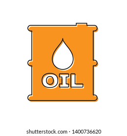 Orange Oil barrel icon isolated on white background. Oil drum container. For infographics, fuel, industry, power, ecology. Vector Illustration