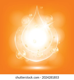 Orange oil, Drop Vitamin С, E and Collagen organic anti aging serum, fruit acid product. Natural eco skin care cosmetic