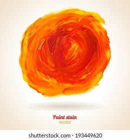 Orange oil paint texture. Vector illustration. Brush strokes.