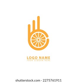orange and ok hand vector logo icon. Abstract vector graphics simple elegant flat illustration style.