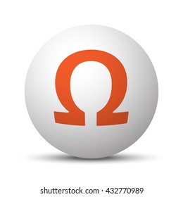 Orange Omega icon on white ball