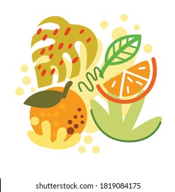orange on abstract summer background with drops