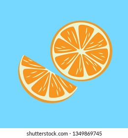 Orange on blue background, flat design, logo, icon