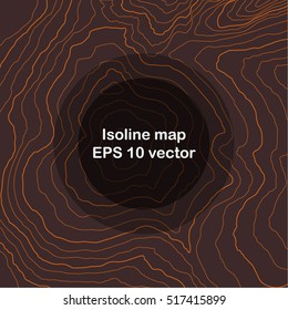 Orange on dark background isoline map.