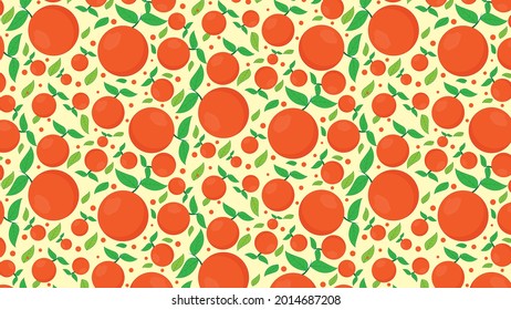 naranja sobre la ilustración de fondo verde. Patrón naranja para la impresión. Vector de diseño plano.