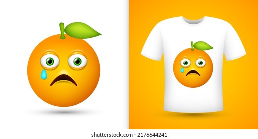 Orange on white shirt. Vector