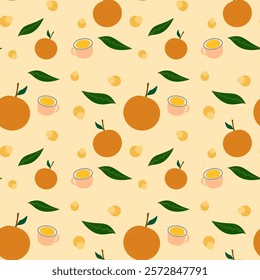 Orange On yellow Background, Fabric Pattern, Wrapping Paper, Notebook Cover Pattern , seamless pattern 