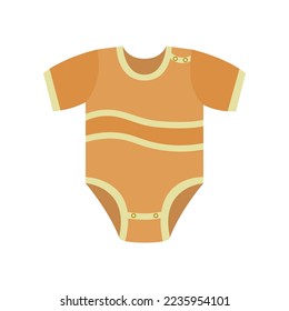 Orange onesie for children isolated on white background. Clothes for newborn boy and girl cartoon illustration. Babys apparel concept