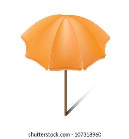 Orange open parasol. Isolated on white.