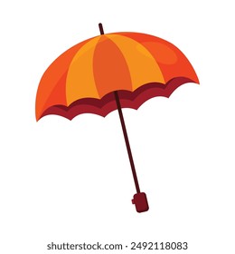 An orange open umbrella. Flat vector illustration. Autumn weather.