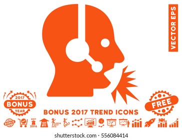 Orange Operator Speech pictogram with bonus 2017 trend symbols. Vector illustration style is flat iconic symbols, white background.